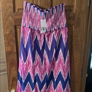Zara Vibrant Pink and Purple Strapless Maxi Dress/Skirt